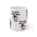 I can't lose you mug | Cute cartoon girl, pink hearts, relationship quotes
