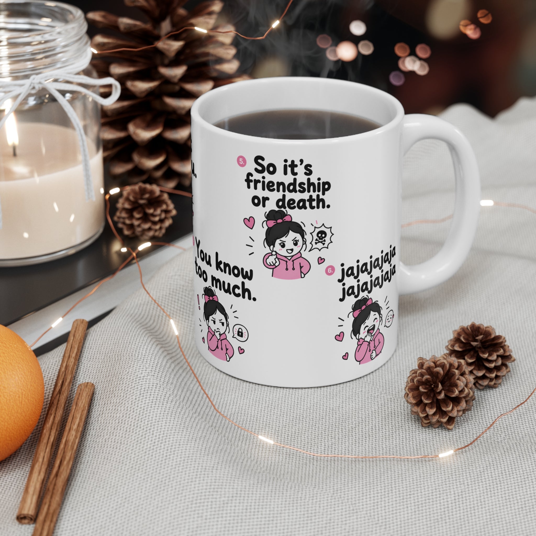 I can't lose you mug | Cute cartoon girl, pink hearts, relationship quotes