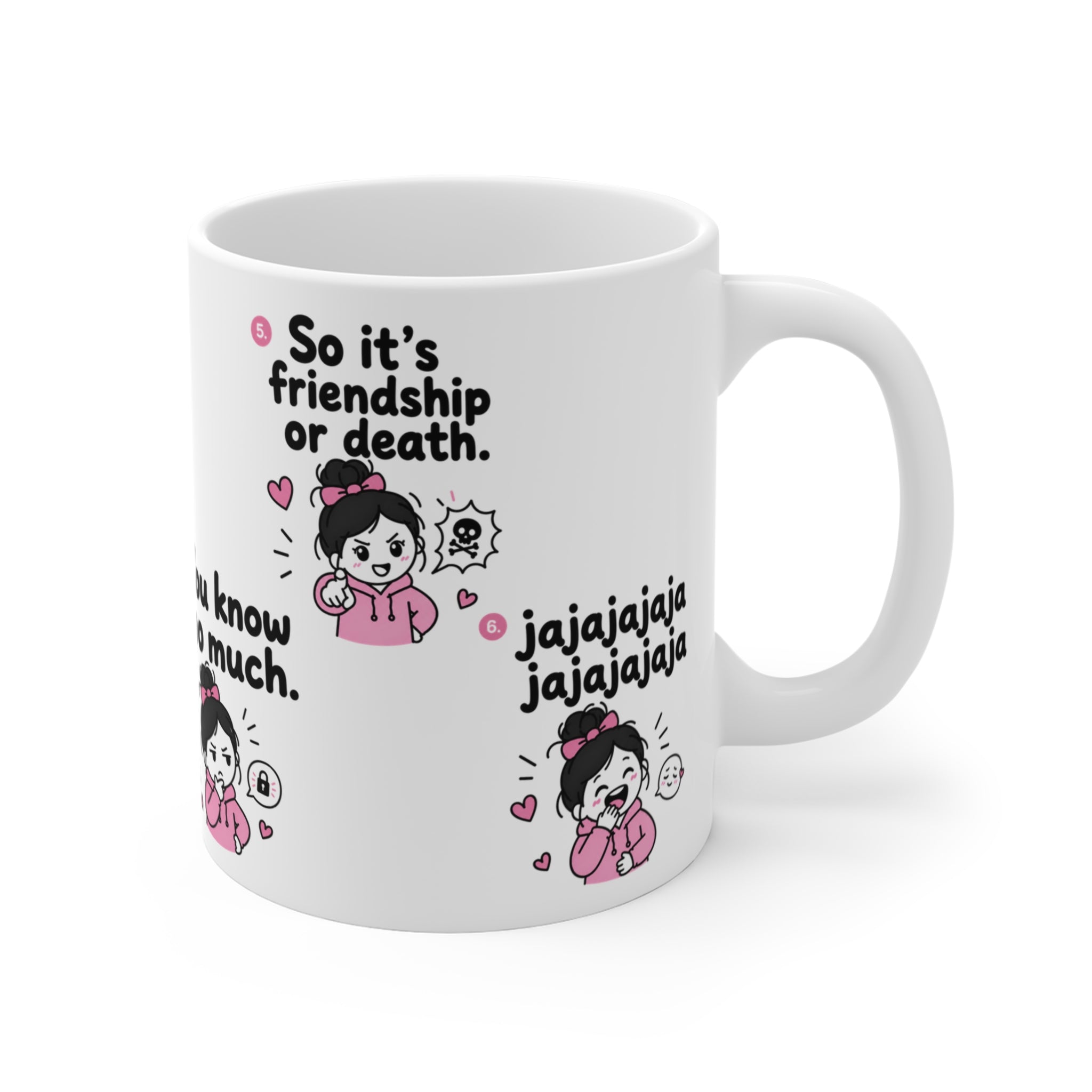 I can't lose you mug | Cute cartoon girl, pink hearts, relationship quotes